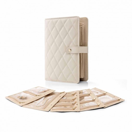 Hot-selling foldable travel jewelry storage bags, notebook bags, binder bags with transparent zippers, velvet bags