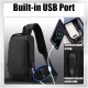 New style business commuter men's bag with multiple compartments, large capacity, USB charging, simple waterproof chest bag