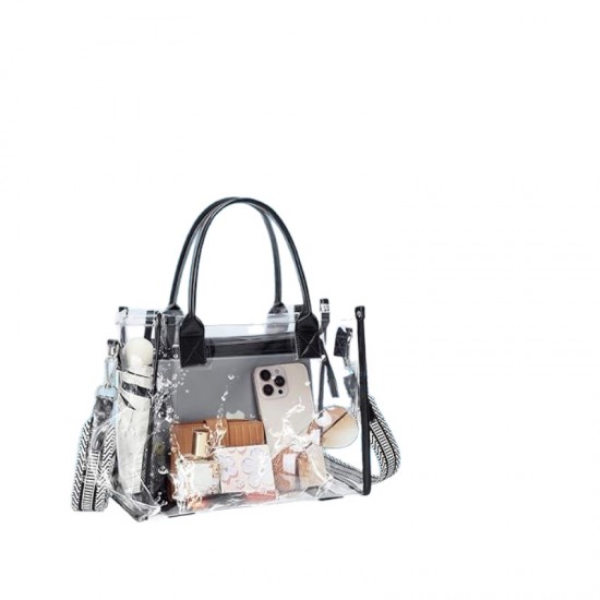 Transparent handbag, stadium event transparent wallet, women's thick PVC shoulder bag, suitable for concerts