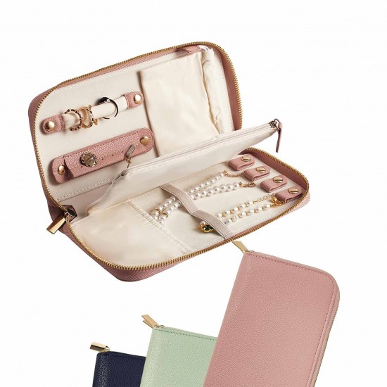Fashionable portable jewelry travel bag for anti-tangling necklace, earring, ring, and bracelet storage during travel